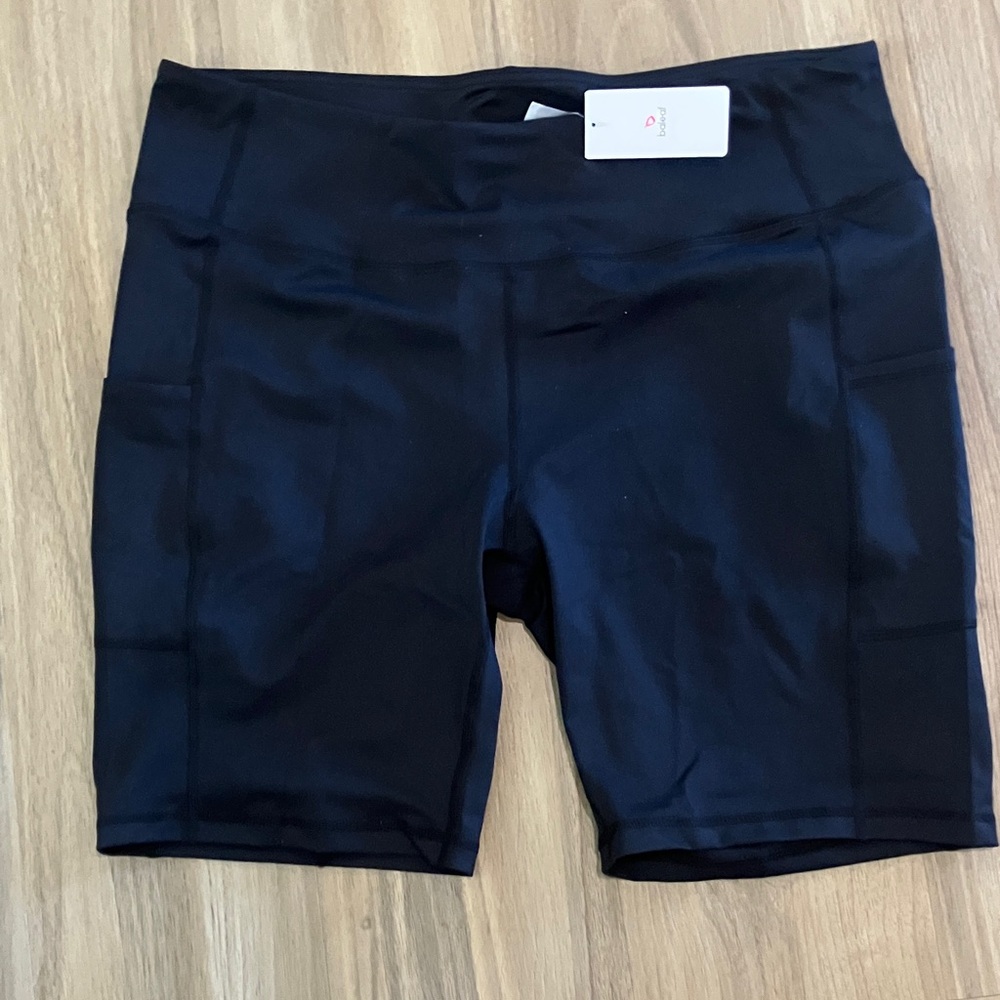 Baleaf Black High-Waist Bike Shorts with Side Panels
